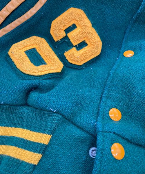 Holloway（ホロウェイ）Holloway (ホロウェイ) 00`Sチームレザースタジャン グリーン サイズ:XLの古着・服飾アイテム