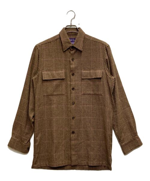 RALPH LAUREN Purple Label（ラルフ ローレン パープル レーベル）RALPH LAUREN PURPLE LABEL (ラルフ ローレン パープル レーベル) カシミヤハウンドトゥースシャツ ブラウン サイズ:不明の古着・服飾アイテム