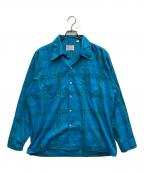 TOWN CRAFTタウンクラフト）の古着「60's チェックオープンカラーシャツ」｜ブルー