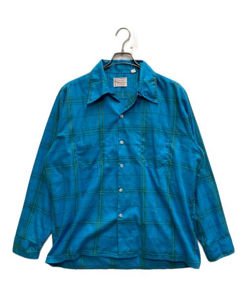 TOWN CRAFT（タウンクラフト）TOWN CRAFT (タウンクラフト) 60's チェックオープンカラーシャツ ブルー サイズ:16-16 1/2の古着・服飾アイテム