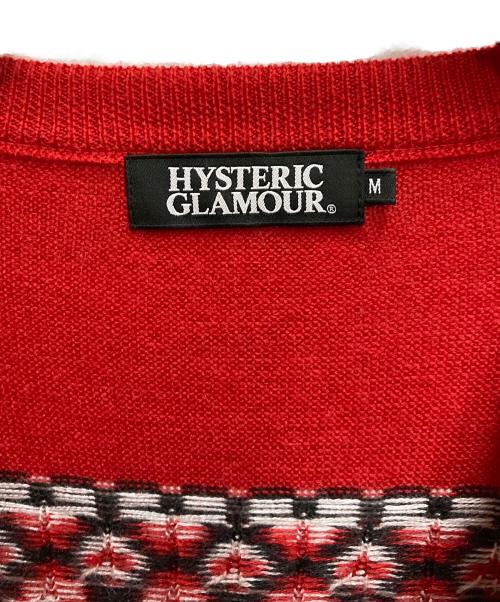 Hysteric Glamour（ヒステリックグラマー）Hysteric Glamour (ヒステリックグラマー) ブルドッグジャガードアクリルウール ニット レッド サイズ:Ⅿの古着・服飾アイテム