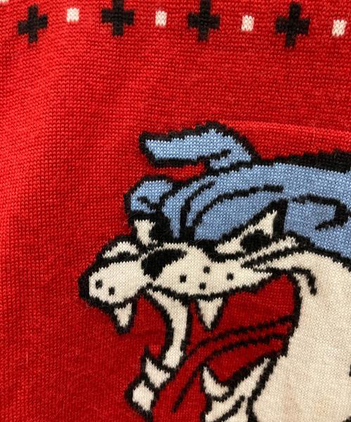 Hysteric Glamour（ヒステリックグラマー）Hysteric Glamour (ヒステリックグラマー) ブルドッグジャガードアクリルウール ニット レッド サイズ:Ⅿの古着・服飾アイテム