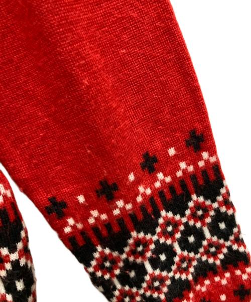 Hysteric Glamour（ヒステリックグラマー）Hysteric Glamour (ヒステリックグラマー) ブルドッグジャガードアクリルウール ニット レッド サイズ:Ⅿの古着・服飾アイテム