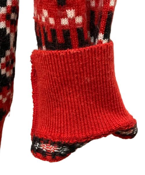 Hysteric Glamour（ヒステリックグラマー）Hysteric Glamour (ヒステリックグラマー) ブルドッグジャガードアクリルウール ニット レッド サイズ:Ⅿの古着・服飾アイテム