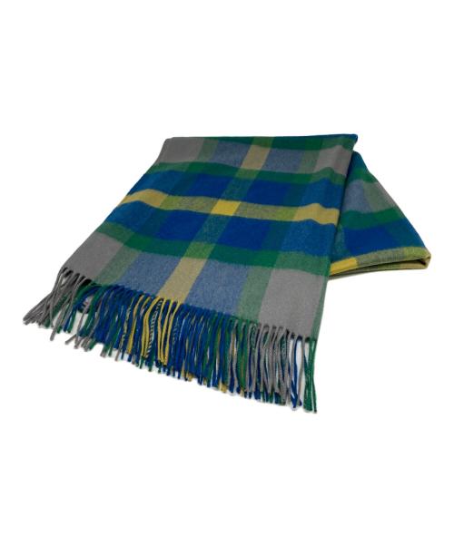 JOHNSTONS OF ELGIN（ジョンストンズオブエルガン）JOHNSTONS OF ELGIN (ジョンストンズオブエルガン) 大判カシミヤマフラー グレー×ブルーの古着・服飾アイテム