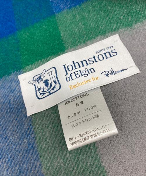 JOHNSTONS OF ELGIN（ジョンストンズオブエルガン）JOHNSTONS OF ELGIN (ジョンストンズオブエルガン) 大判カシミヤマフラー グレー×ブルーの古着・服飾アイテム