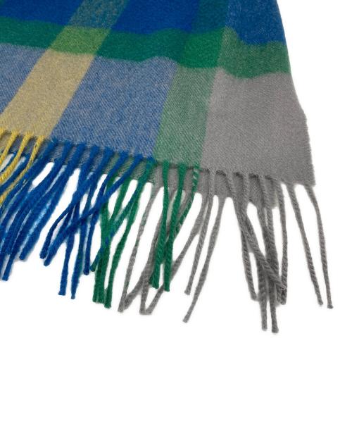 JOHNSTONS OF ELGIN（ジョンストンズオブエルガン）JOHNSTONS OF ELGIN (ジョンストンズオブエルガン) 大判カシミヤマフラー グレー×ブルーの古着・服飾アイテム