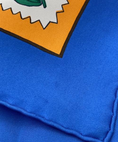 HERMES（エルメス）HERMES (エルメス) シルクスカーフ ブルー×オレンジの古着・服飾アイテム