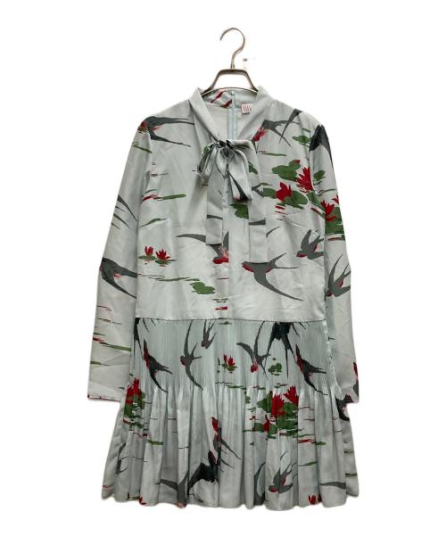 RED VALENTINO（レッドヴァレンティノ）RED VALENTINO (レッドヴァレンティノ) ボウタイワンピース ブルー サイズ:38の古着・服飾アイテム