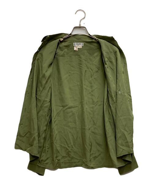 CELINE（セリーヌ）CELINE (セリーヌ) トリオンフロゴシルクシャツ グリーン サイズ:38の古着・服飾アイテム