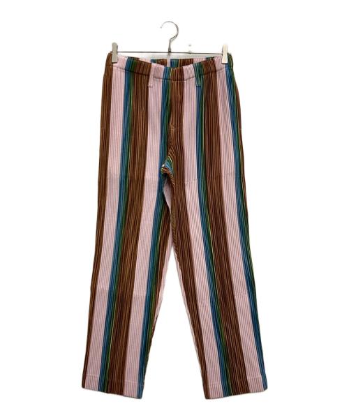 HOMME PLISSE ISSEY MIYAKE（オム プリッセ イッセイ ミヤケ）HOMME PLISSE ISSEY MIYAKE (オム プリッセ イッセイ ミヤケ) JERSEY BOTTOMS ピンク×ブラウン サイズ:2の古着・服飾アイテム