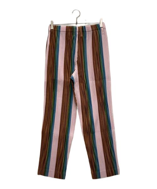 HOMME PLISSE ISSEY MIYAKE（オム プリッセ イッセイ ミヤケ）HOMME PLISSE ISSEY MIYAKE (オム プリッセ イッセイ ミヤケ) JERSEY BOTTOMS ピンク×ブラウン サイズ:2の古着・服飾アイテム