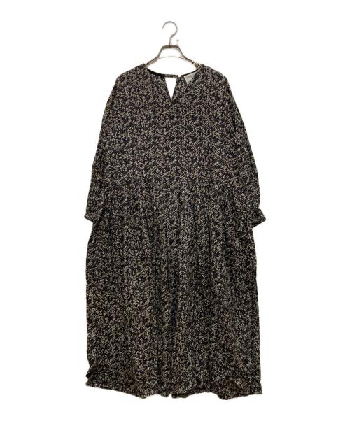 BEARDSLEY（ビアズリー）BEARDSLEY (ビアズリー) プリントギャザーワンピ ブラック サイズ:FREEの古着・服飾アイテム