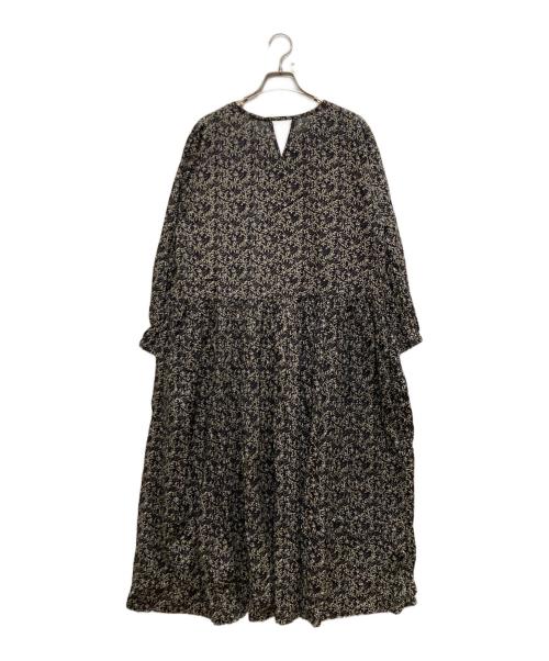 BEARDSLEY（ビアズリー）BEARDSLEY (ビアズリー) プリントギャザーワンピ ブラック サイズ:FREEの古着・服飾アイテム