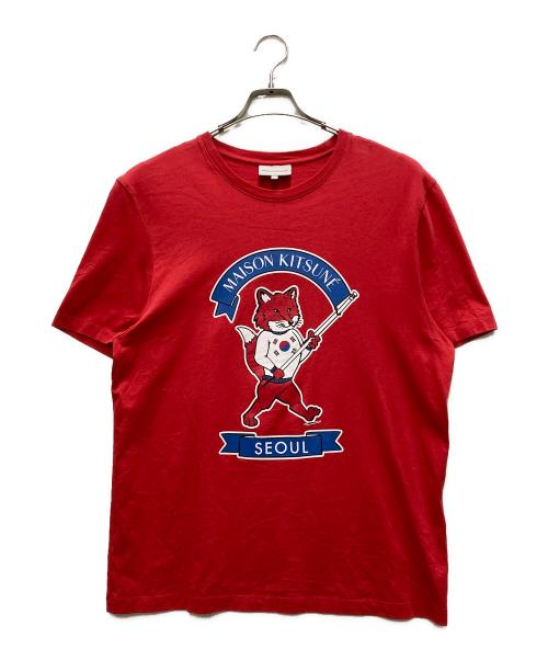 maison kitsune（メゾンキツネ）maison kitsune (メゾンキツネ) 半袖Tシャツ レッド サイズ:Lの古着・服飾アイテム