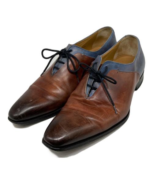 FRANCESCO BENIGNO（フランチェスコ・ベニーニョ）francesco benigno (フランチェスコ・ベニーニョ) ホールカットコンビネーションシューズ ブラウン×ブルー サイズ:6の古着・服飾アイテム