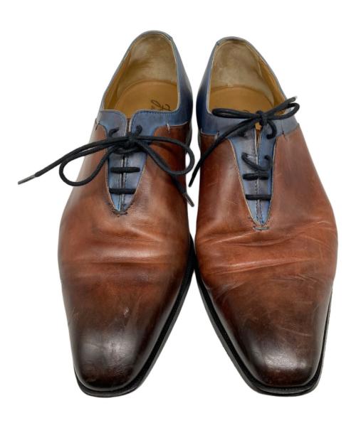 FRANCESCO BENIGNO（フランチェスコ・ベニーニョ）francesco benigno (フランチェスコ・ベニーニョ) ホールカットコンビネーションシューズ ブラウン×ブルー サイズ:6の古着・服飾アイテム