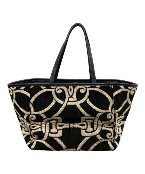 A.D.M.J.（エーディーエムジェイ）A.D.M.J. (エーディーエムジェイ) ジャガードハンドバッグ ブラックの古着・服飾アイテム