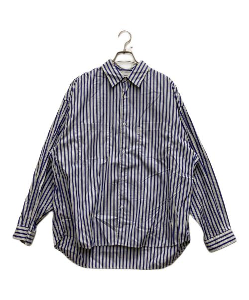 COOTIE PRODUCTIONS（クーティープロダクツ）COOTIE PRODUCTIONS (クーティープロダクツ) Stripe Broad L/S Shirt ブルー サイズ:Mの古着・服飾アイテム