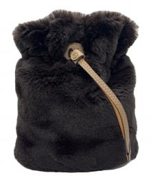 Felisi（フェリージ）の古着「巾着型エコファーハンドポーチ」｜ブラウン