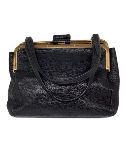 PRADA（プラダ）PRADA (プラダ) がま口レザートートバッグ ブラックの古着・服飾アイテム