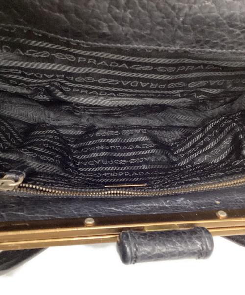 PRADA（プラダ）PRADA (プラダ) がま口レザートートバッグ ブラックの古着・服飾アイテム
