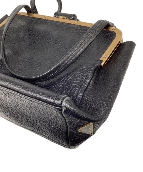 PRADA（プラダ）PRADA (プラダ) がま口レザートートバッグ ブラックの古着・服飾アイテム