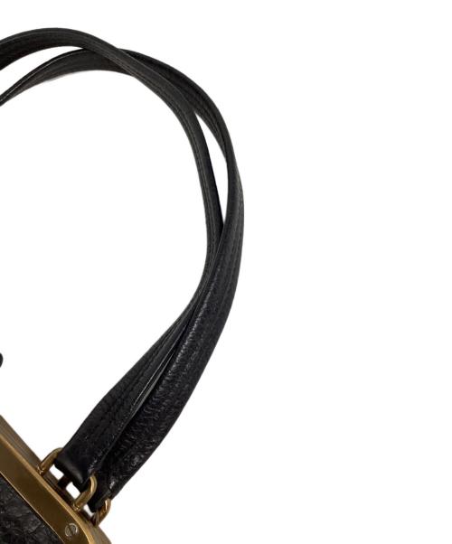 PRADA（プラダ）PRADA (プラダ) がま口レザートートバッグ ブラックの古着・服飾アイテム