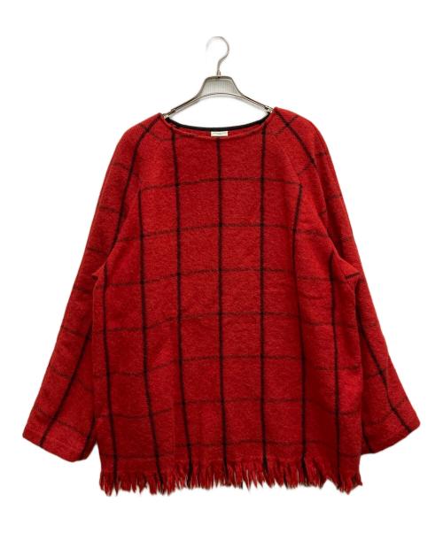 DRIES VAN NOTEN（ドリスヴァンノッテン）DRIES VAN NOTEN (ドリスヴァンノッテン) ウールチェックプルオーバーニット レッド×ブラック サイズ:Mの古着・服飾アイテム