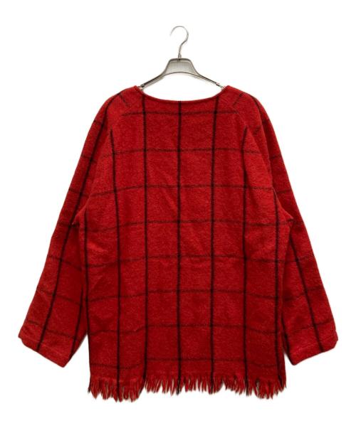 DRIES VAN NOTEN（ドリスヴァンノッテン）DRIES VAN NOTEN (ドリスヴァンノッテン) ウールチェックプルオーバーニット レッド×ブラック サイズ:Mの古着・服飾アイテム