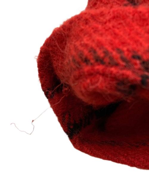 DRIES VAN NOTEN（ドリスヴァンノッテン）DRIES VAN NOTEN (ドリスヴァンノッテン) ウールチェックプルオーバーニット レッド×ブラック サイズ:Mの古着・服飾アイテム