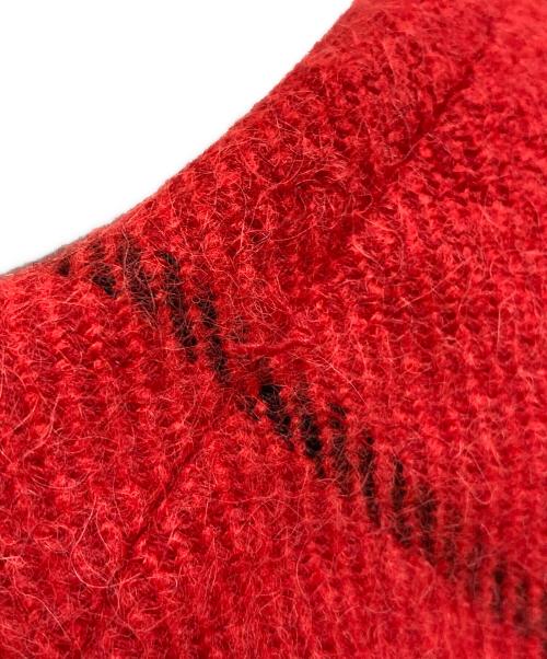 DRIES VAN NOTEN（ドリスヴァンノッテン）DRIES VAN NOTEN (ドリスヴァンノッテン) ウールチェックプルオーバーニット レッド×ブラック サイズ:Mの古着・服飾アイテム