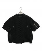 sacaiサカイ）の古着「Nylon Twill Mix Knit Pullover」｜ブラック