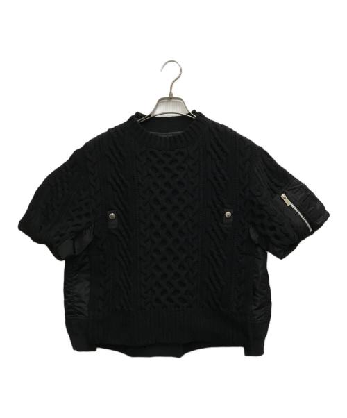 sacai（サカイ）sacai (サカイ) Nylon Twill Mix Knit Pullover ブラック サイズ:2の古着・服飾アイテム