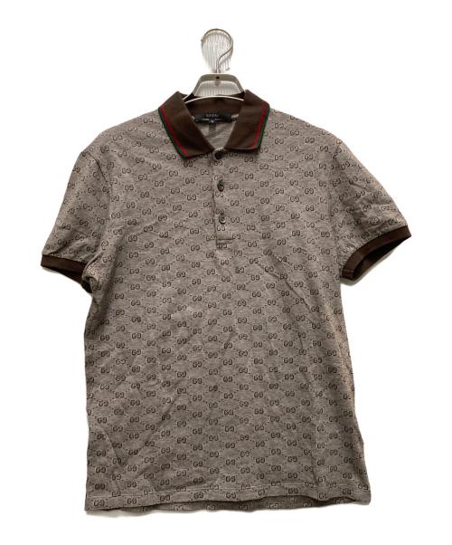 GUCCI（グッチ）GUCCI (グッチ) GG柄 シェリーライン 半袖ポロシャツ ブラウン サイズ:Sの古着・服飾アイテム