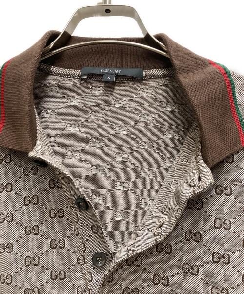 GUCCI（グッチ）GUCCI (グッチ) GG柄 シェリーライン 半袖ポロシャツ ブラウン サイズ:Sの古着・服飾アイテム