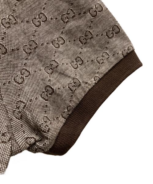 GUCCI（グッチ）GUCCI (グッチ) GG柄 シェリーライン 半袖ポロシャツ ブラウン サイズ:Sの古着・服飾アイテム