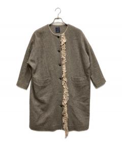 mina perhonen ポンチョ ベージュ 新品タグ付き Cho Musubi - 48 Mina Perhonen Linen Embroidery L choucho Brown