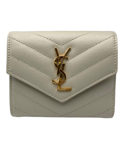Saint Laurent Paris（サンローランパリ）Saint Laurent Paris (サンローランパリ) マルチフォールドウォレット ホワイトの古着・服飾アイテム