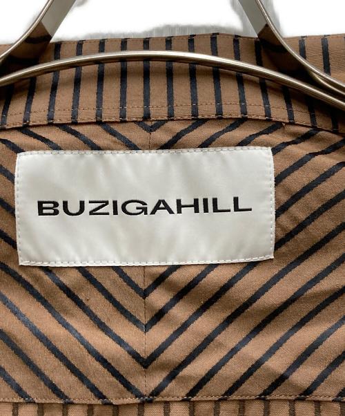 BUZIGAHILL（ブジガヒル）BUZIGAHILL (ブジガヒル) ストライプパッチワークケープシャツ ブラウン サイズ:不明の古着・服飾アイテム