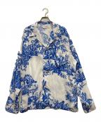 UNUSEDアンユーズド）の古着「continents print long sleeve shirt.」｜ホワイト