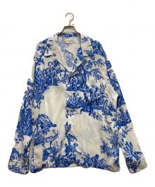 UNUSED（アンユーズド）の古着「continents print long sleeve shirt.」｜ホワイト