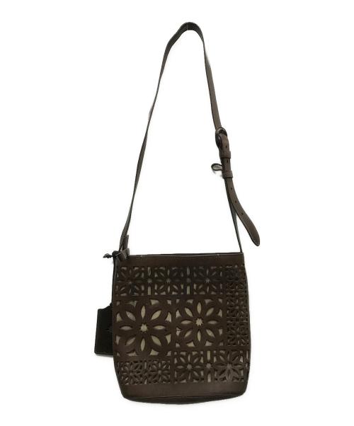 genten（ゲンテン）genten (ゲンテン) カットワークレザーショルダーバッグ ブラウンの古着・服飾アイテム