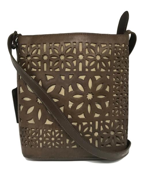 genten（ゲンテン）genten (ゲンテン) カットワークレザーショルダーバッグ ブラウンの古着・服飾アイテム