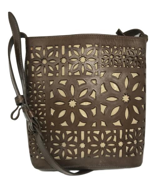 genten（ゲンテン）genten (ゲンテン) カットワークレザーショルダーバッグ ブラウンの古着・服飾アイテム