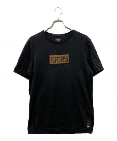 FENDI ロゴ Tシャツ ブラック Mサイズ 中古・古着通販】FENDI (フェンディ) FFボックスロゴパッチTシャツ