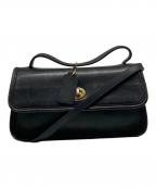 COACHコーチ）の古着「レザーターンロックショルダーバッグ」｜ブラック