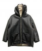 NKNITンニット）の古着「Vegan Mouton Hooded Zip Jacket」｜ブラック