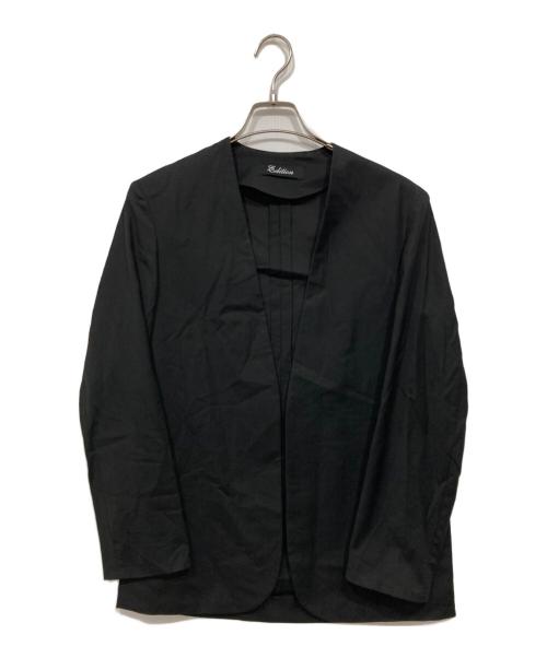 edition（エディション）Edition (エディション) ウール メリノノーカラージャケット ブラック サイズ:34の古着・服飾アイテム