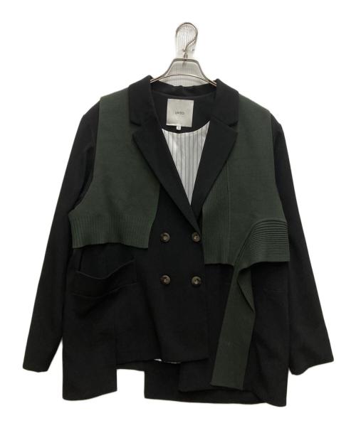 UN3D.（アンスリード）UN3D. (アンスリード) ニットドッキングジャケット ブラック×カーキ サイズ:36の古着・服飾アイテム